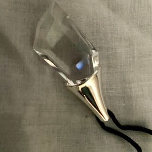 Crystal pendant with Sterling top on leather cord